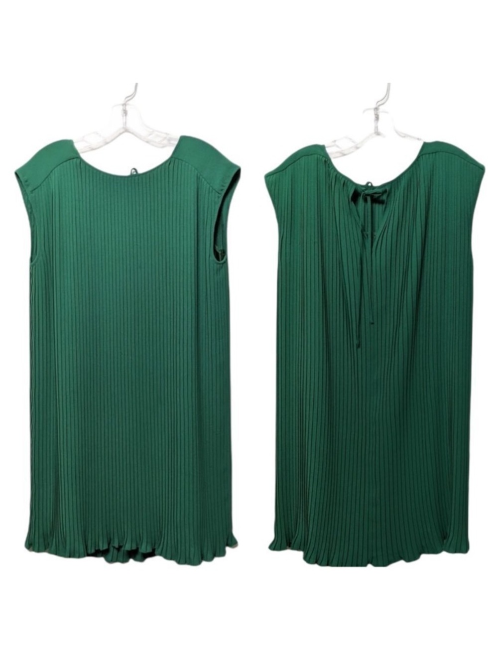 Flicka Pleated Green Party Shift Dress M